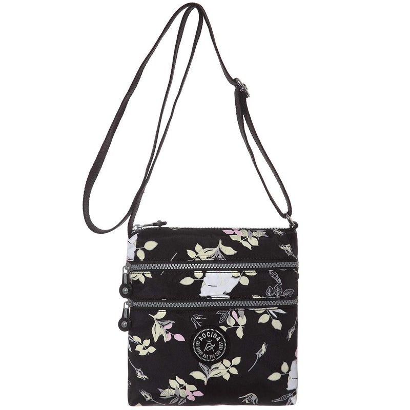 AOCINA Crossbody Purses for Women Lightweight Small Travel Bag Shoulder Purses and Handbags with Multi Zipper Pockets (Black Flower) - Image 1